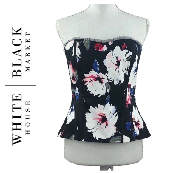 WHBM Mesh Trim Floral Bustier - Size 4 - Picture 1 of 8